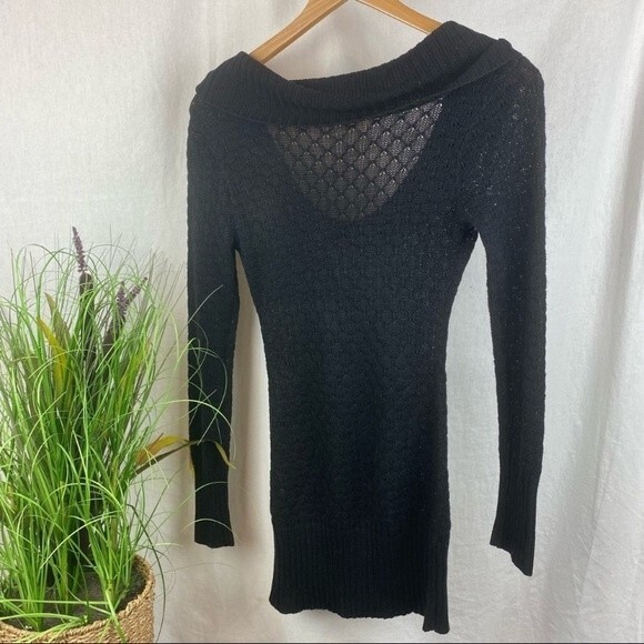 Guess Black Cowl Neck Long Sleeve Knit Tunic Sweater M - Picture 2 of 5